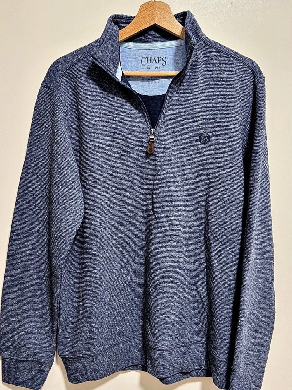Chaps 1/4-Zip Pullover Sweater Blue